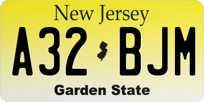 NJ license plate A32BJM
