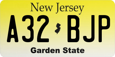 NJ license plate A32BJP