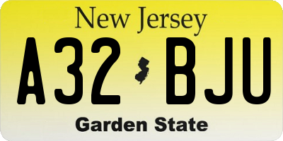 NJ license plate A32BJU