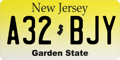 NJ license plate A32BJY