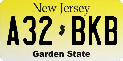 NJ license plate A32BKB