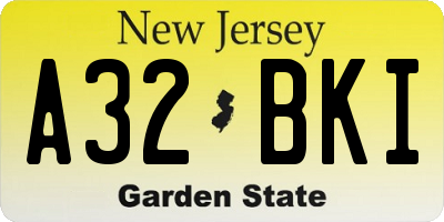 NJ license plate A32BKI