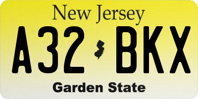 NJ license plate A32BKX