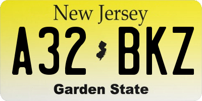 NJ license plate A32BKZ