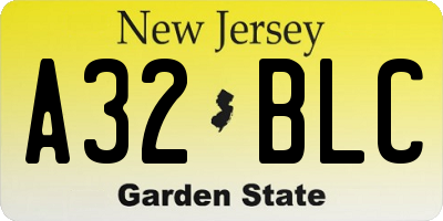 NJ license plate A32BLC