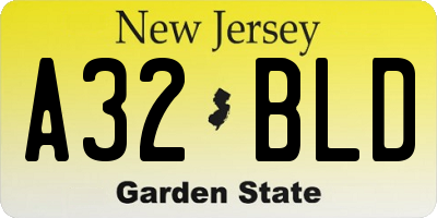 NJ license plate A32BLD