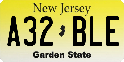 NJ license plate A32BLE