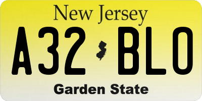 NJ license plate A32BLO