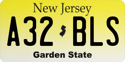 NJ license plate A32BLS