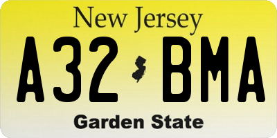 NJ license plate A32BMA