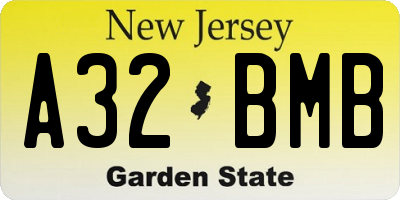 NJ license plate A32BMB