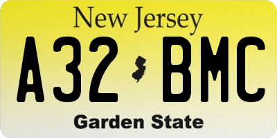 NJ license plate A32BMC