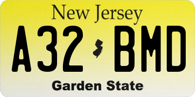 NJ license plate A32BMD