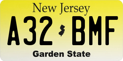 NJ license plate A32BMF
