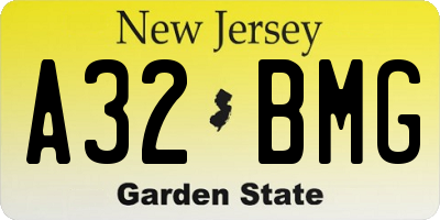 NJ license plate A32BMG