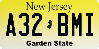 NJ license plate A32BMI