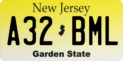 NJ license plate A32BML