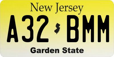 NJ license plate A32BMM