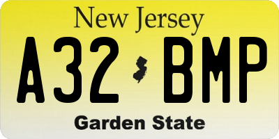 NJ license plate A32BMP
