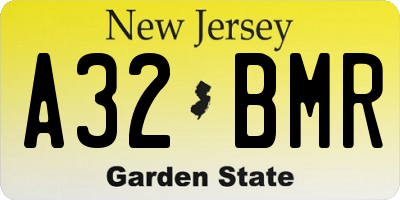 NJ license plate A32BMR