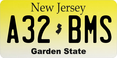 NJ license plate A32BMS