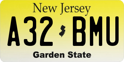 NJ license plate A32BMU