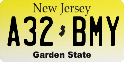 NJ license plate A32BMY