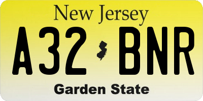 NJ license plate A32BNR