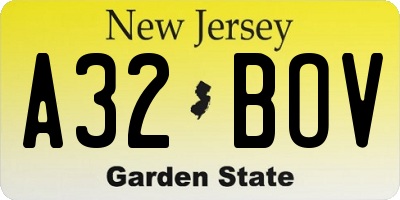 NJ license plate A32BOV