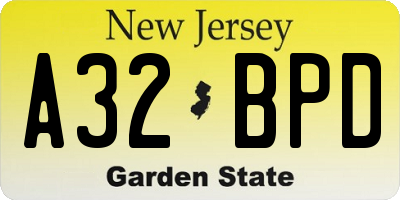 NJ license plate A32BPD