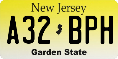 NJ license plate A32BPH