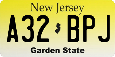 NJ license plate A32BPJ