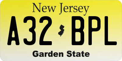 NJ license plate A32BPL