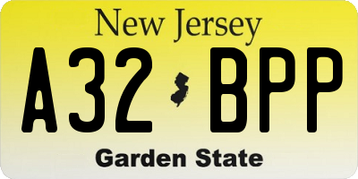 NJ license plate A32BPP