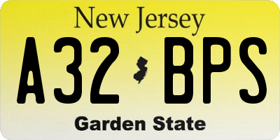 NJ license plate A32BPS