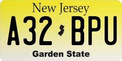 NJ license plate A32BPU