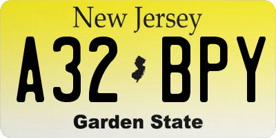 NJ license plate A32BPY