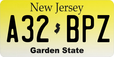 NJ license plate A32BPZ