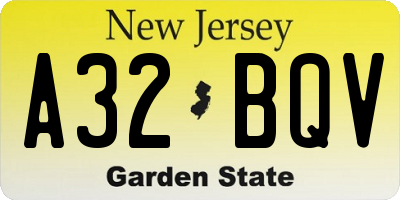 NJ license plate A32BQV