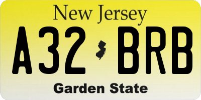 NJ license plate A32BRB