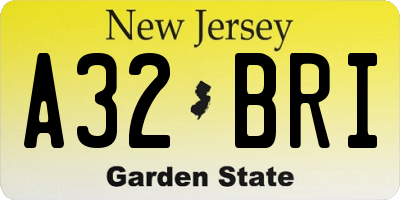 NJ license plate A32BRI
