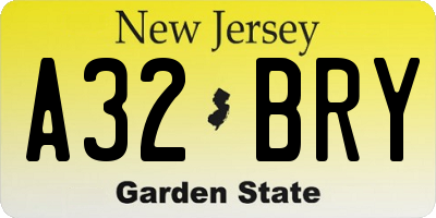 NJ license plate A32BRY