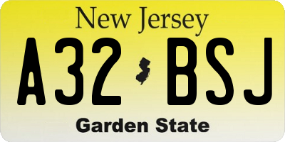 NJ license plate A32BSJ