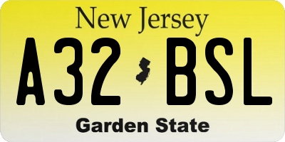 NJ license plate A32BSL