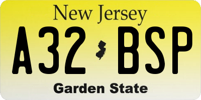 NJ license plate A32BSP