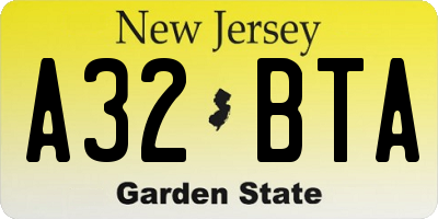 NJ license plate A32BTA