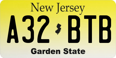 NJ license plate A32BTB