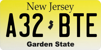 NJ license plate A32BTE