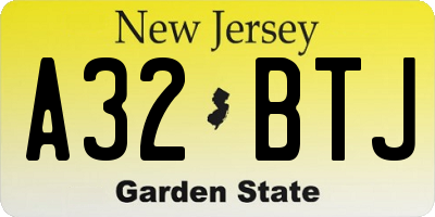 NJ license plate A32BTJ