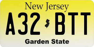NJ license plate A32BTT